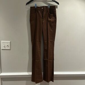 Faux brown leather flared pants (Joe’s Jeans) high rise, curvy bootcut
